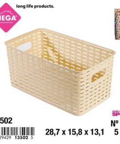 CANASTA RECTANGULAR TEJIDA COLOR LISO Y VARIADOS 5L 1UND