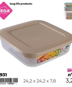 RECIPIENTE CUADRADA DE TAPA CON COLOR LISO 3.2L 1UND