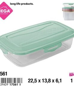 RECIPIENTE RECTANGULAR CON CLIP DE TAPA COLOR LISO 1L 1UND