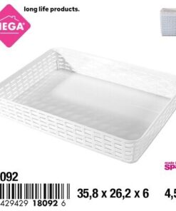 CANASTA TEJIDA RECTANGULAR COLOR BLANCA 4.5L 1UND